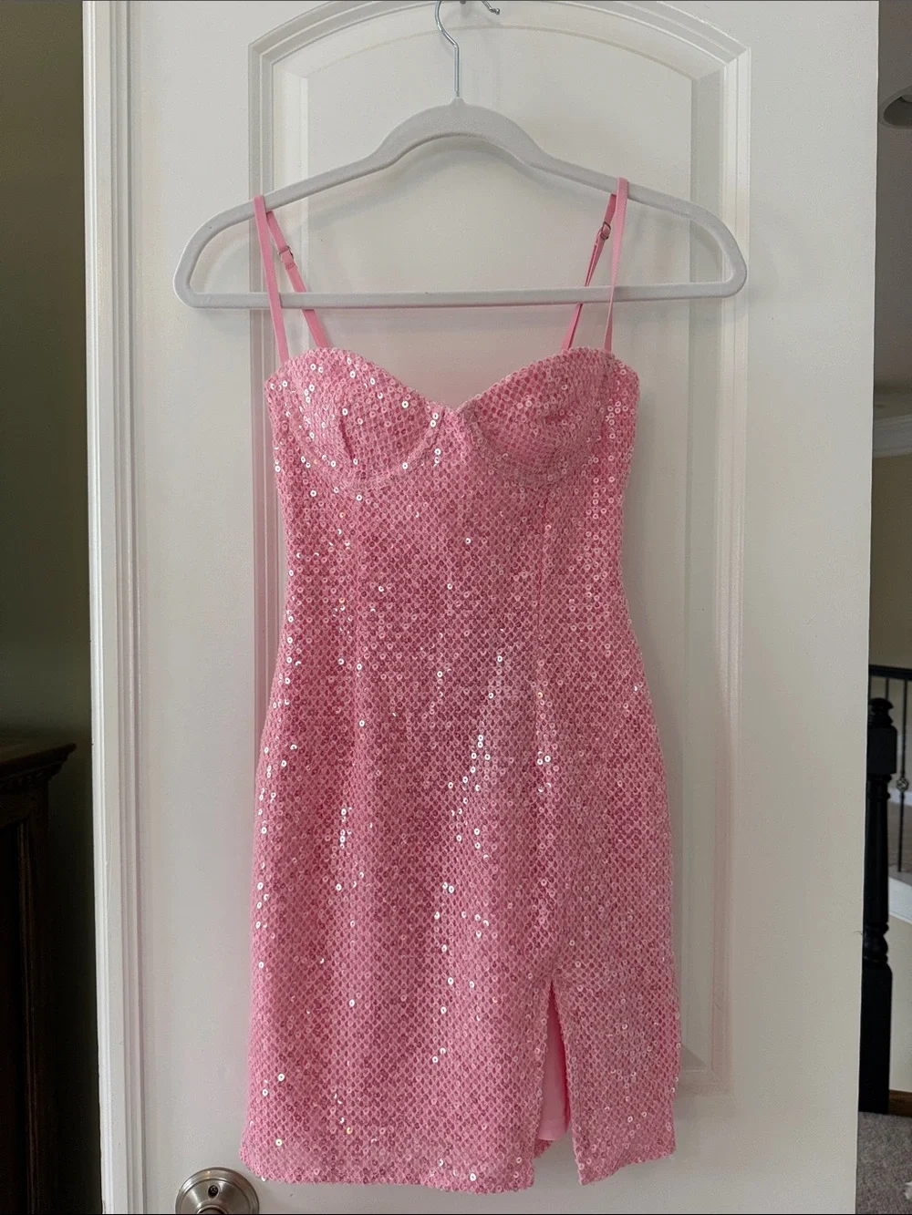 White Fox Boutique Pink Sequin Mini Dress - Picture 1 of 3